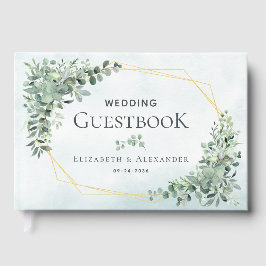 Elegant Greenery Eucalyptus Gold Geometric Wedding Gästebuch