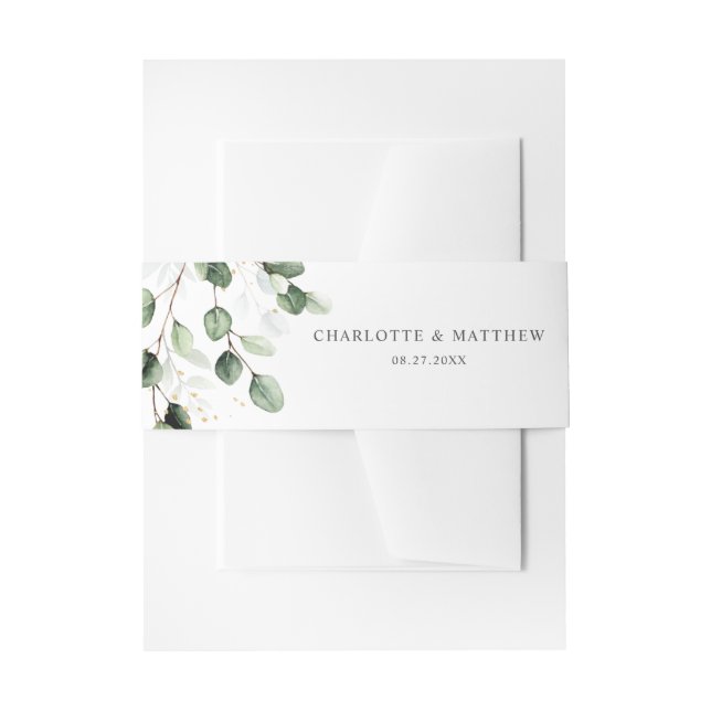 Elegant Greenery Eucalyptus Gold Wedding Einladungsbanderole (Vorderseite Beispiel)