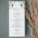 Elegant Greenery Eucalyptus Menükarte<br><div class="desc">Dieses Menü wurde speziell für die Koordinierung mit unserer Hochzeitskollektion Moody Greenery entwickelt und bietet die Blätter der Aquarell-Salbei-Eukalyptus-. Um erweiterte Änderungen vorzunehmen,  klicken Sie unter Anpassen dieser Vorlage auf "Klicken Sie,  um weitere Anpassungen vorzunehmen".</div>