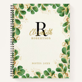 Elegant Greenery Eucalyptus Mit Monogramm Notizbuch