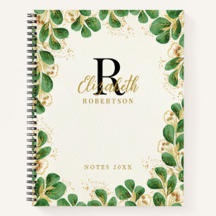 Elegant Greenery Eucalyptus Mit Monogramm Notizbuch