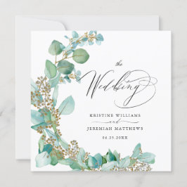 Elegant Greenery Eucalyptus Watercolor Wedding Einladung