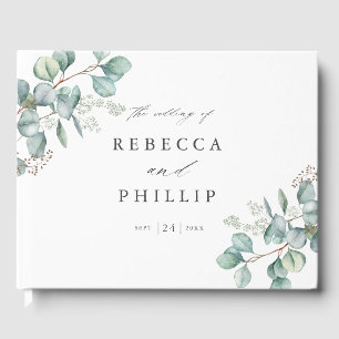 Elegant Greenery Eucalyptus Watercolor Wedding Gästebuch
