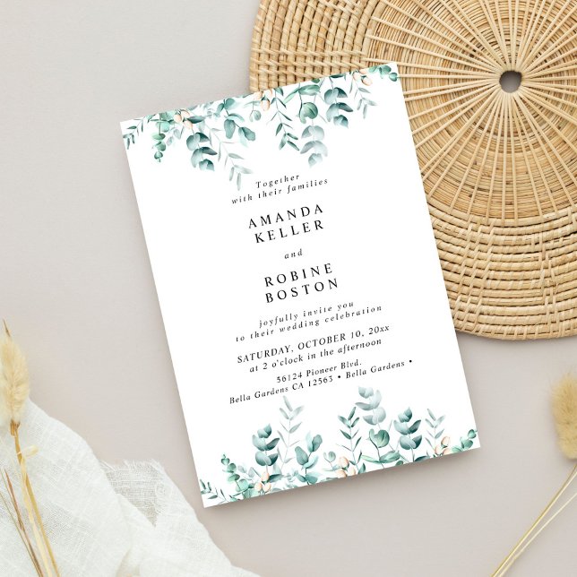 Elegant Greenery Eucalyptus Wedding Einladung (Von Creator hochgeladen)