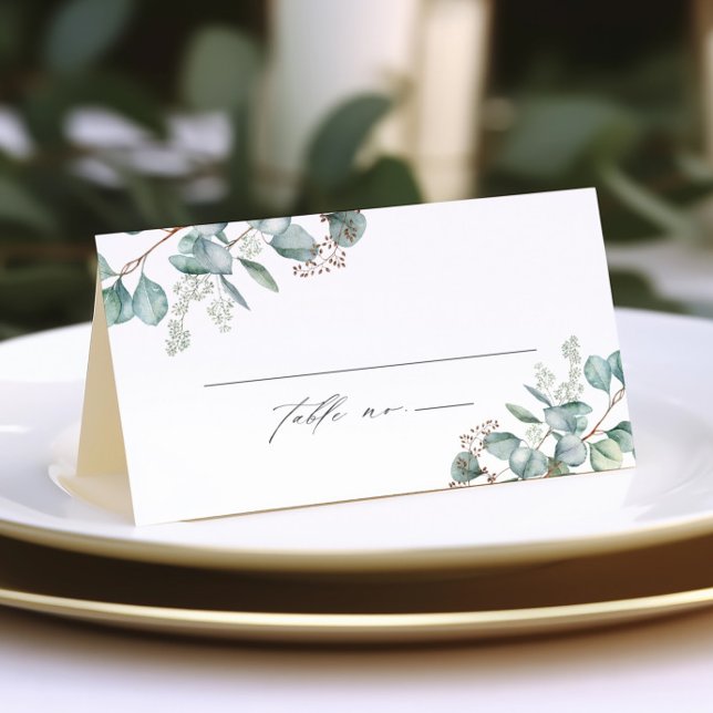 Elegant Greenery Eucalyptus Wedding Platzkarte (Elegant Eucalyptus Greenery Wedding Table Place Cards.)
