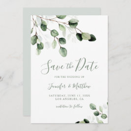 Elegant Greenery Eucalyptus Wedding Save The Date