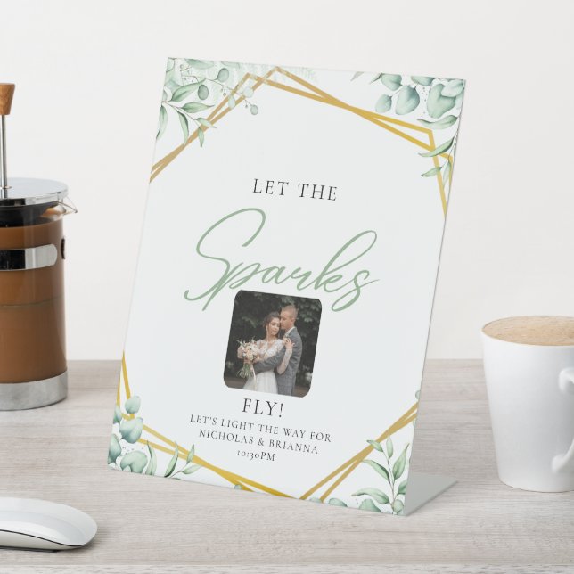 Elegant Greenery Eukalyptus Blätter Hochzeit funke Sockelschild (In SItu)