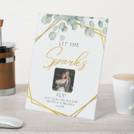 Elegant Greenery Eukalyptus Blätter Hochzeit funke Sockelschild