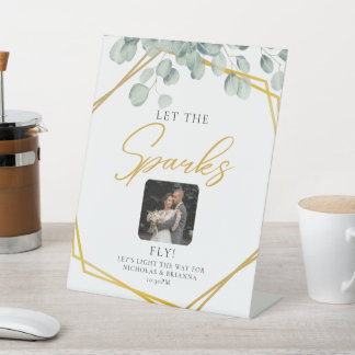 Elegant Greenery Eukalyptus Blätter Hochzeit funke Sockelschild