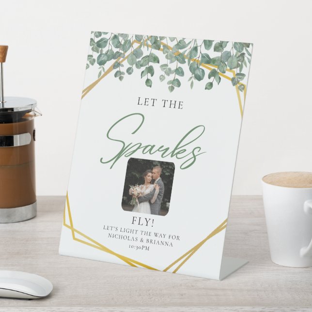 Elegant Greenery Eukalyptus Blätter Hochzeit funke Sockelschild (In SItu)