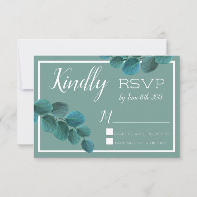 Elegant Greenery | Eukalyptus-Blätter HochzeitsrSV RSVP Karte (Vorderseite)