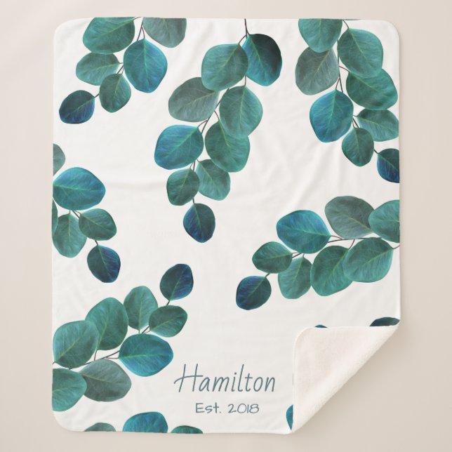 Elegant Greenery | Eukalyptus - Blätter und Famili Sherpadecke (Vorderseite)