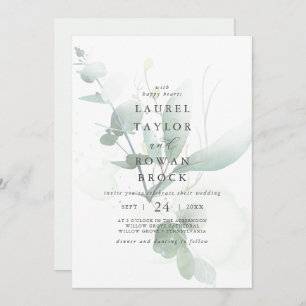 Elegant Greenery Faded Wedding Einladung