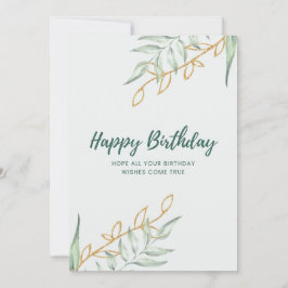 Elegant Greenery Floral Birthday Card | Minimal Bo Einladung
