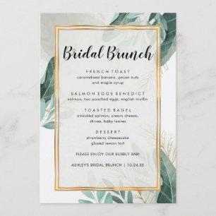 Elegant Greenery Floral Bridal Brunch Menü Menükarte