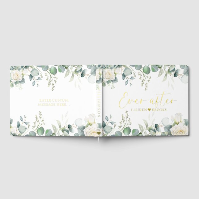 Elegant Greenery Floral Bridal Hochzeitstorch Gästebuch (Voll)