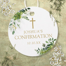 Elegant Greenery Floral Confirmation Geschenkanhänger