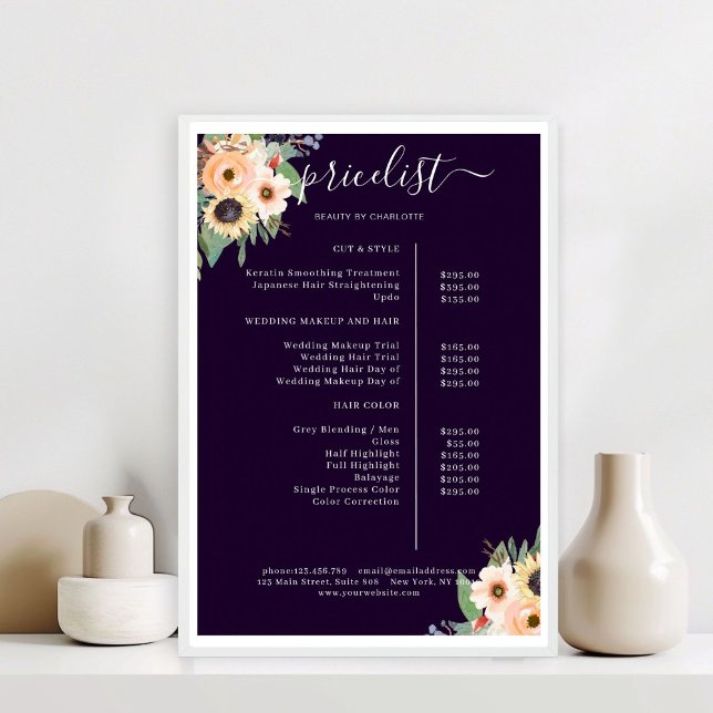 Elegant Greenery Floral Salon Poster (Elegant Greenery Floral Salon Red Poster)