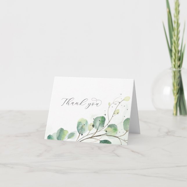 Elegant Greenery Folded Wedding Dankeschön Karte (Vorderseite)