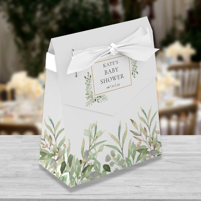 Elegant Greenery Foliage Baby Shower Fevor Box Geschenkschachtel (Von Creator hochgeladen)