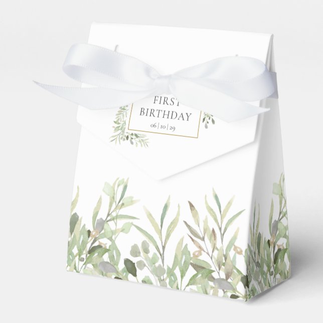 Elegant Greenery Foliage Birthday Favor Box Geschenkschachtel (Vorderseite)