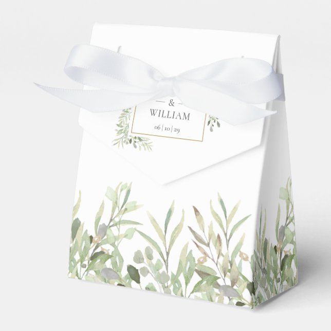 Elegant Greenery Foliage Wedding Geschenkschachtel (Vorderseite)