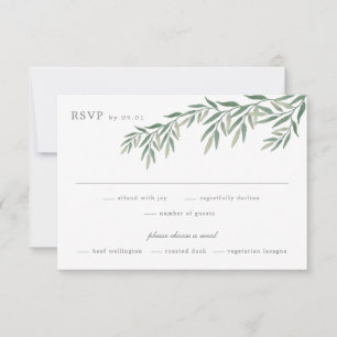 Elegant Greenery Foliage Wedding RSVP Karte