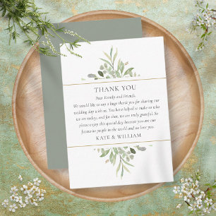 Elegant Greenery Foliage Wedding Vielen Dank Platzkarte