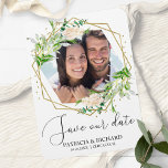Elegant Greenery Foto Hochzeit Speichern Sie das D Magnet<br><div class="desc">Elegant Greenery Foto Hochzeit Speichern Sie das Date Magnet</div>