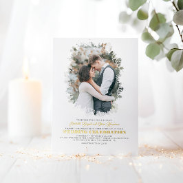 Elegant Greenery Foto Overlay White Wedding Folieneinladung