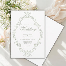 Elegant Greenery Frame Vintage Wedding Invitation Einladung