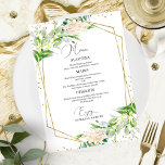 Elegant Greenery Geometric Wedding Menu Card Menükarte<br><div class="desc">Eine schicke Kalligraphy Wedding Menu Card. I do offer a free customisation service,  if you have any anfragen or special requests,  please feel free to contact me.</div>