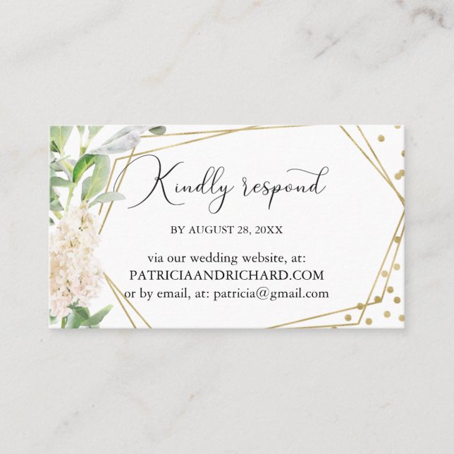 Elegant Greenery Geometric Wedding Online UAWG Visitenkarte (Vorderseite)