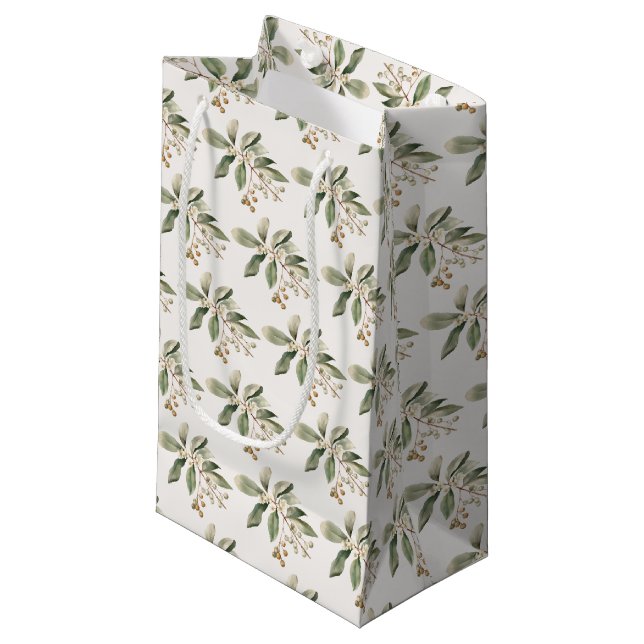 Elegant Greenery Gift Bag Kleine Geschenktüte (Vorderseite Schrägansicht)