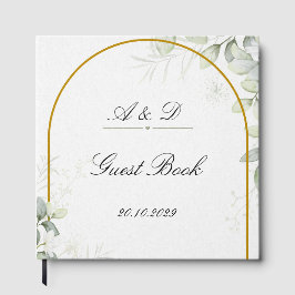 Elegant Greenery & Gold Arch Wedding Guest Book Gästebuch