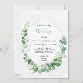 Elegant Greenery Gold bei einer Hochzeit Einladung