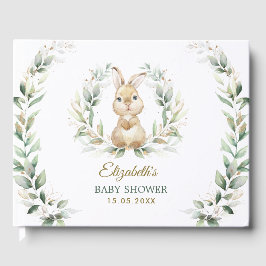 Elegant Greenery Gold Bunny Rabbit Baby Shower Gästebuch
