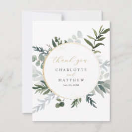 Elegant Greenery Gold Dankeskarte