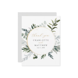 Elegant Greenery Gold Dankeskarte
