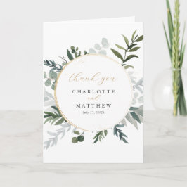 Elegant Greenery Gold Dankeskarte