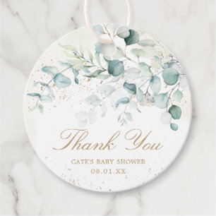 Elegant Greenery Gold Eucalyptus Baby Shower Geschenkanhänger