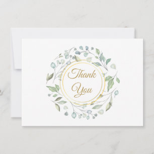 Elegant Greenery Gold Script Dankeskarte