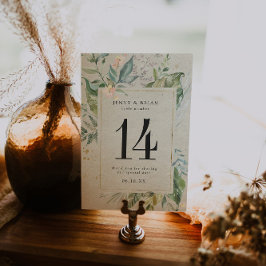 Elegant Greenery Gold Wedding Tischnummer