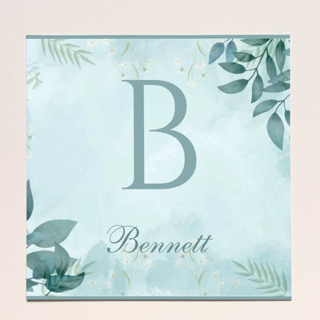 Elegant Greenery Initial Square Sticker (Von Creator hochgeladen)