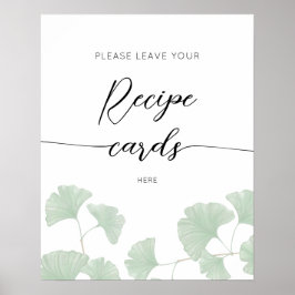Elegant Greenery Leaf Verlasse hier Ihre Rezept-Ka Poster