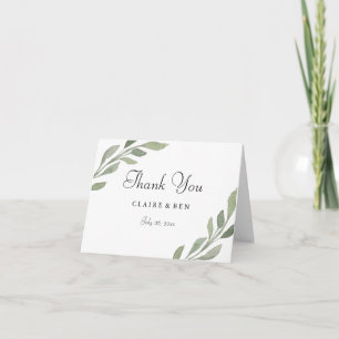 Elegant Greenery Leaf Wedding Danke-Card Dankeskarte