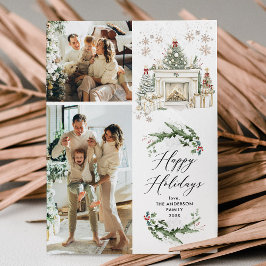 Elegant Greenery Mantel Happy Holidays 2 Foto Feiertagskarte