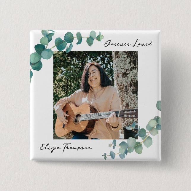 Elegant Greenery Memorial Button (Vorderseite)