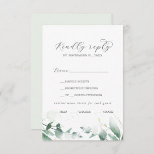Elegant Greenery Menü Auswahl RSVP Karte