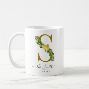 Elegant Greenery Mit Monogramm Familienname Letter Kaffeetasse